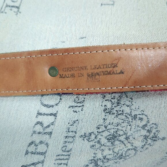 Vintage Textile Guatemala Belt Small Leather Bead - Picture 8 of 8